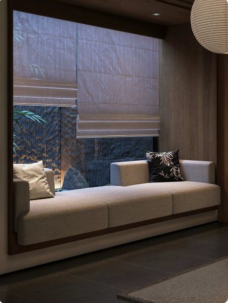 Bread Style Bay Window Cushion Sofa (Priced per Meter) - Bespoke Plump Channel Tufted Reading Nook