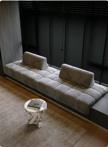 Daniel Style Bay Window Cushion Sofa (Priced per Meter) - Minimalist Floating Tufted Ledge