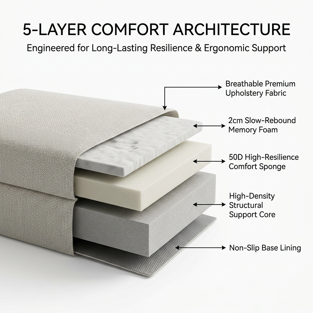 Lawrence Style Bay Window Cushion Sofa (Priced per Meter) - Italian Modern Low-Profile Tufted Grid