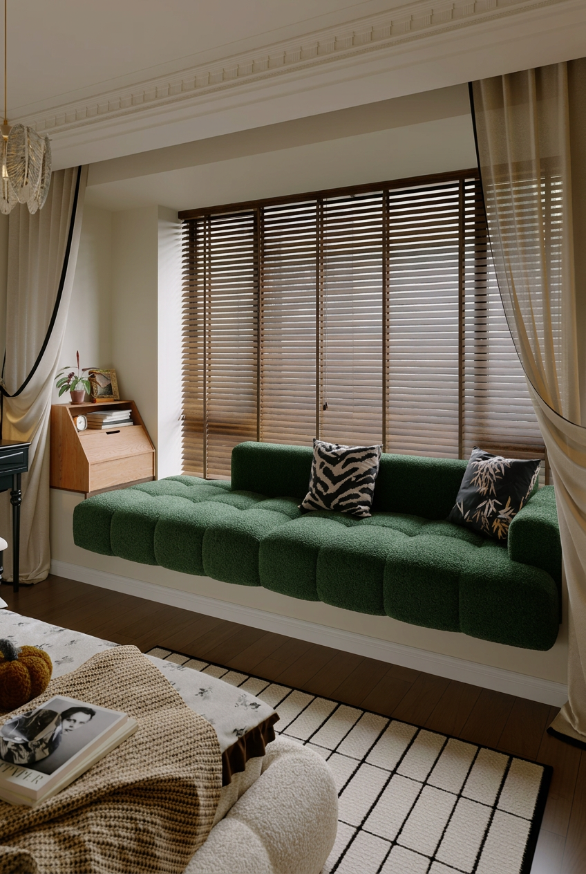 Puff Style Bay Window Cushion Sofa (Priced per Meter) - Plump Tufted Grid Cloud Nook