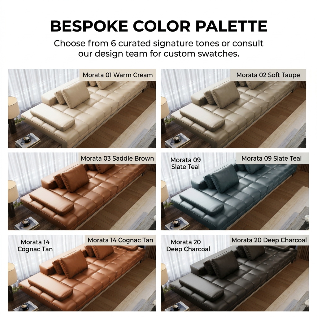 Lawrence Style Bay Window Cushion Sofa (Priced per Meter) - Italian Modern Low-Profile Tufted Grid
