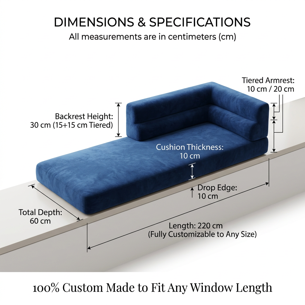 Terrace Style Bay Window Cushion Sofa (Priced per Meter) - Bespoke Tiered Step Reading Nook