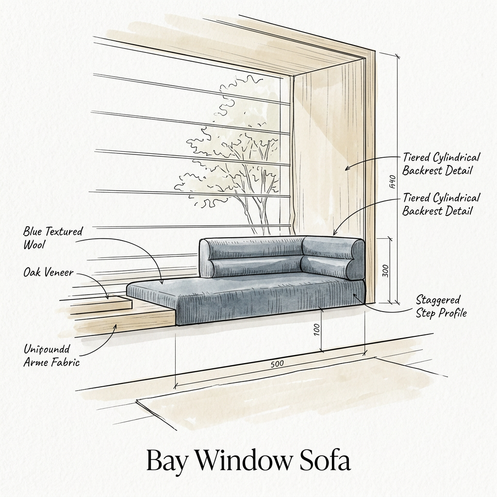 Terrace Style Bay Window Cushion Sofa (Priced per Meter) - Bespoke Tiered Step Reading Nook